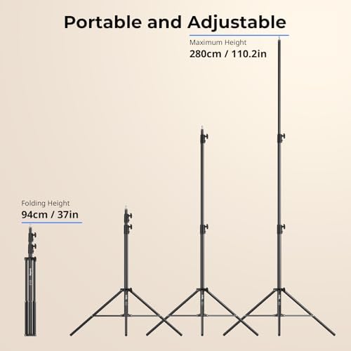 SmallRig 9.2ft Light Stand Photography, Spring Cushioned Lighting Tripod