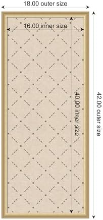 Kate and Laurel Framed Fabric Pinboard 18 x 42, Green Lattice Pattern Printed Linen Classic Bulletin Board for Use as a Vision Board or Wall Organization, Florence Gold Frame