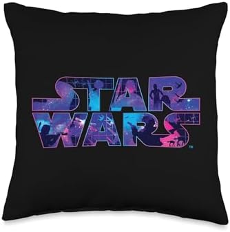 Star Wars Logo Retro 90s Galaxy Throw Pillow