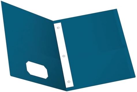 Oxford Two-Pocket Folders w/Fasteners, Blue, Letter Size, 25 per Box (57702)