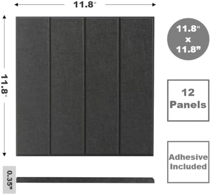 Felt Bulletin Board Tiles | Modern Cork Board Alternative | Large Cork Boards for Walls | Aesthetic Felt Wall Panels for Office & Home Decor | Pinboard & Photo Board (12-Pack) | Black