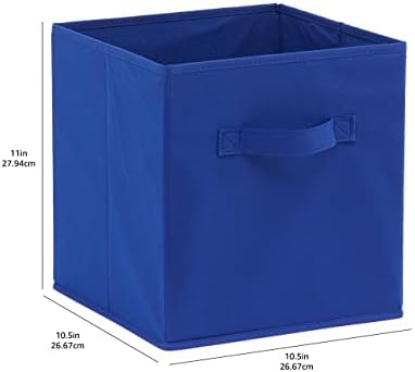 Amazon Basics Collapsible Fabric Storage Bins with Handles, Cube Organizer for Home Organization, 10.5"x10.5"x11", Navy, 6-Pack