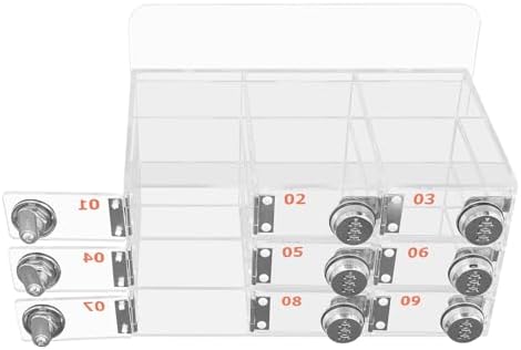 Cell Phone Locker Box,9 Slots Cell Phone Storage Locker, Clear Acrylic Storage Cabinet Wall Mounted for School Factory Office