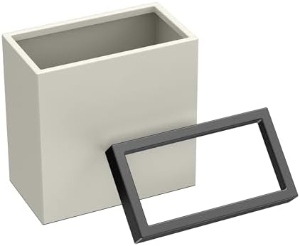 Gatco Modern Rectangle Wastebasket, Matte Pearl and Matte Black Combo - Stainless Steel Trash Can with Removable Lid, Leakproof, 3 Gallon Capacity for Bathroom, Bedroom, Kitchen, or Office