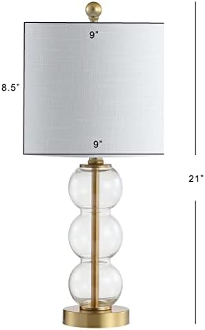 JONATHAN Y February 21" Stacked Sphere Table Lamp, Clear/Brass Gold
