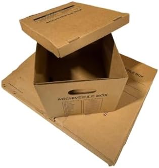 supplyhut 6 - Pack 15x12x10 Small Standard File Storage Moving Box with Lid Letter Handles