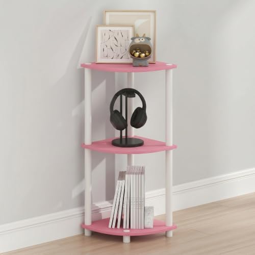Furinno Turn-N-Tube Toolless Assembly 3-Tier Storage Shelves, Pink