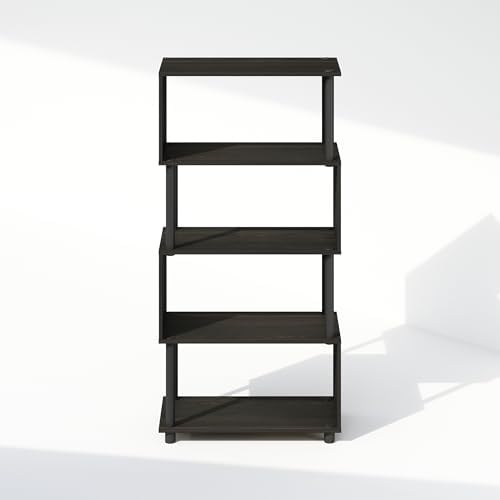 Furinno Reed 5-Tier S-Shaped Book Shelf with Open Shelf, Black Espresso