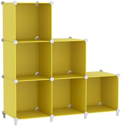 AWTATOS Cube Storage Organizer, 6 Cube Closet Storage Shelves, Yellow