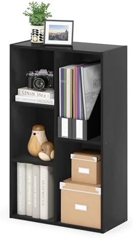 Furinno LUDER Book Shelf, 5-Cube Bookshelf, Easy Assembly Bookcase with Open Shelves, 9.4 x 19.7 x 31.5, for Living Room, Bedroom, Home Office, Darkwood