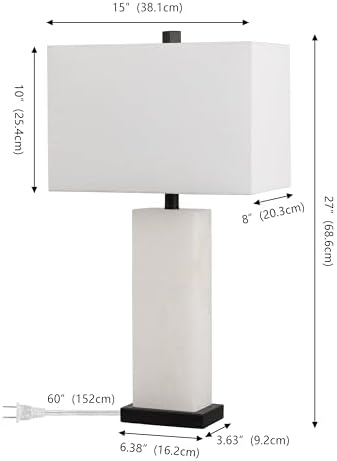 JONATHAN Y Tiggie 27" Alabaster Table Lamp, White Alabaster/Black