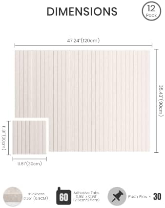 Bumusty 48"x 36" Large Felt Bulletin Board Tiles, Oatmeal