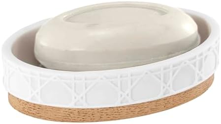 Nicole Miller - Soap Dish, Durable Resin Countertop Accessories, Ideal for Bathroom or Kitchen, Dorm Room Essentials (Lena Collection, White)