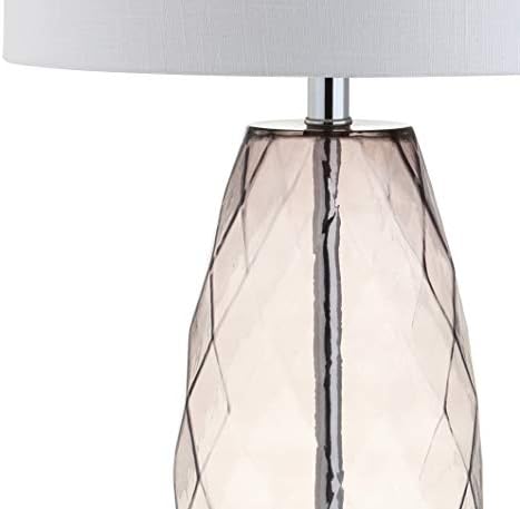 JONATHAN Y Juliette Modern Faceted Glass Table Lamp 26.5", Smoked Gray