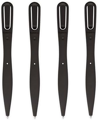 Bobino | Bookmark Pen | Ballpoint Pens for Journaling and Planners | Flat Writing Instrument | Minimalist Bookmarker | Book Accessories & Planner Accessories | 4 Pack (Black)