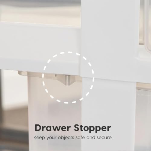 IRIS USA 4-Drawer Rolling Storage Cart, White/Clear