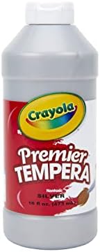 Crayola Premier Tempera Paint For Kids - Silver (16oz), Kids Classroom Supplies, Great For Arts & Crafts, Non Toxic, Easy Squeeze Bottle