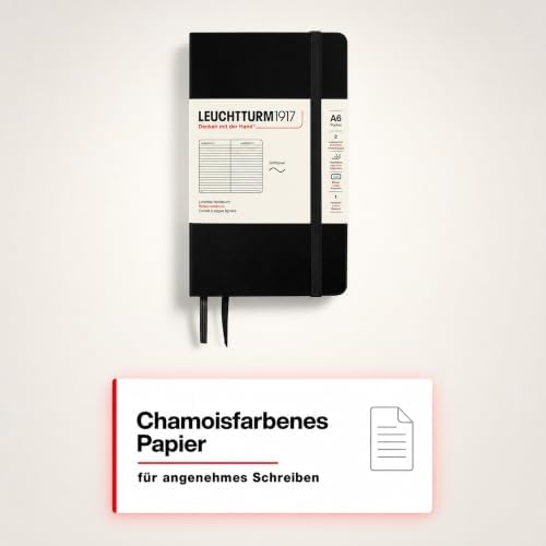 LEUCHTTURM1917 - Notebook Softcover Pocket A6-123 Numbered Pages for Writing and Journaling (Ruled, Black)