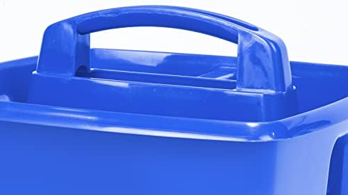 Storex 3-Compartment Small Caddy – Multipurpose Classroom Organizer with Handle, Blue, 5-Pack (00947E06C)