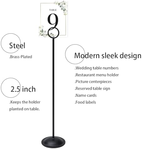 HOHIYA 12 Pack Black Table Number Holders 12" Wedding Place Card Stands