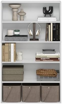 Furinno PASIR 5-Tier Book Shelf with Open Shelf, White