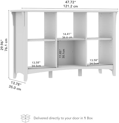 Bush Home Salinas 6 Cube Organizer in Pure White and Shiplap Gray, Office Storage Solution, Home Organizer with Open Shelving, Compact Unit for Books and Supplies