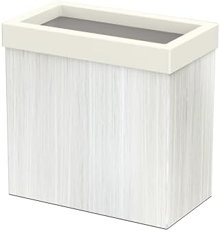 Gatco Small Bathroom Trash Can with Lid, Rectangle 3 Gallon Wastebasket, Under Sink, White Oak with Matte White, for Bathroom, Bedroom, Office (1943W)