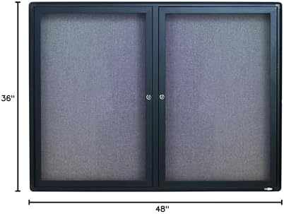 Quartet Bulletin Board, 4' x 3' Enclosed Fabric Notice Board, Lockable Swing Doors, Graphite Frame (2364L)