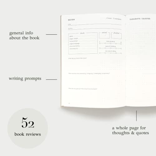 Kunitsa Co. Reading Journal - 52 reviews. Review and Track Your Reading. Book Journal for Book Lovers & Readers. Beige