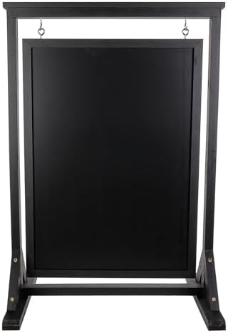 Black Handcrafted Chalkboard Sign: Uniquely Designed Wooden Sidewalk Sign Message Board with Double Sided Display. Alternative to A-Frame & Sandwich Board Signs. Use Chalk or Liquid Chalk Markers.