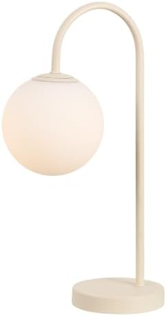 JONATHAN Y Arco 18.25" Beige Arched Metal Table Lamp with Globe Shade