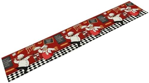 Chef Table Runner,Farmhouse Decor Burlap Table Runners for Party Wedding, Chef Decorations for The Kitchen, Chef Kitchen Decor 13x36in