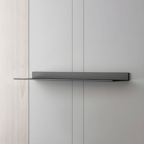 Metal Bookshelf Wall Mounted Contemporary Bookcase Office Aluminum Alloy Wallmounted Storage Shelf Living Room Bookshelf Metal Partition Single-layer Display Shelf Black 39.4"L x 8.3"W x 3.1"H