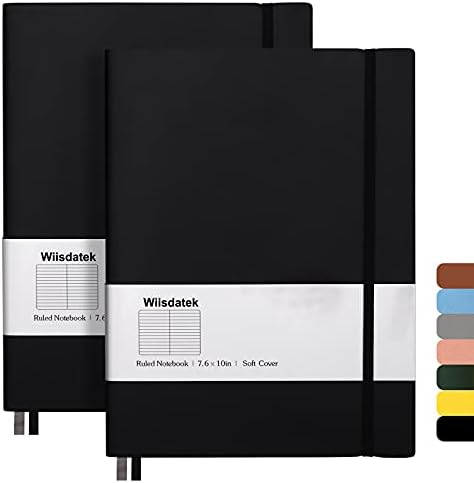 College Ruled Notebook B5, Total 376 Numbered Pages 7.6'' x 10'' (BLACK)