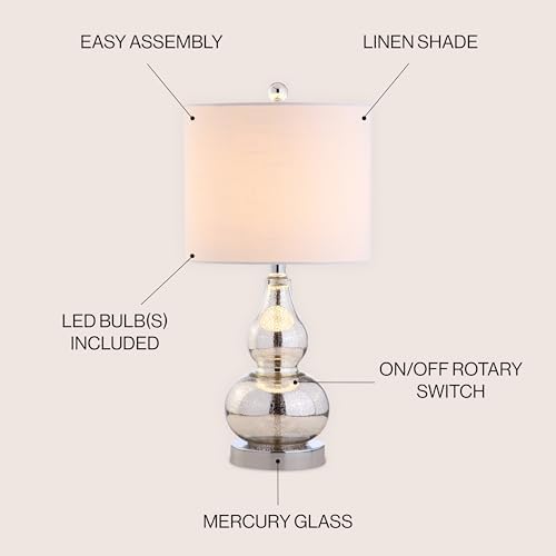 JONATHAN Y Anya Gourd Glass Table Lamp 20.5", Mercury Silver