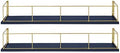 Kate and Laurel Benbrook 24 inch 2-Pack Wood and Metal Floating Wall Shelves, Blue and Gold