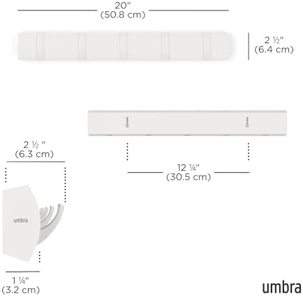 Umbra Flip Coat Rack, Wall Mounted 5-Hook Space Saving, White