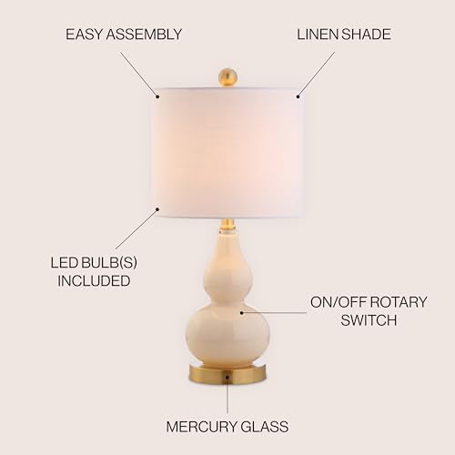 JONATHAN Y Anya Gourd Glass Table Lamp 20.5", Ivory
