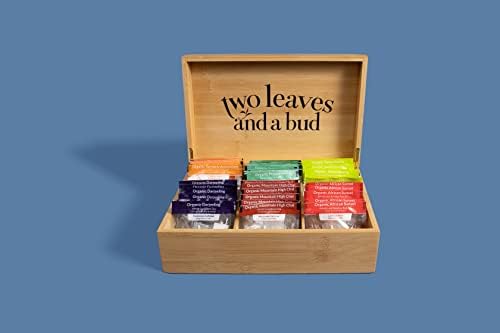 Two Leaves and a Bud Organic Tea Sampler in 6-Slot Bamboo Presentation Box