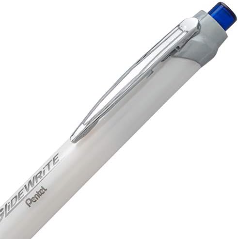 Pentel Glidewrite Signature Ballpoint Pen, Pearl White Barrel, (1.0mm) Medium Line, Blue Ink, 12 Pens (BX930W-C)