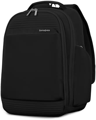 Samsonite Paralux Everyday Backpack - Laptop & Tablet Backpack with 5 Compartments, Removable TecKit™ Pouch, Microsuede Trim, Water Bottle Pockets - Work, Commute & Travel Bag - Black