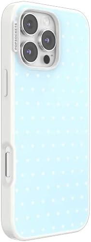 PopSockets iPhone 16 Pro Max Phone Case w/MagSafe Grip- Sweet Heart Blue | Magnetic, Wireless Charging, Camera & Drop Protection, Blue, Phone, Women