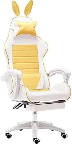 Office Chair Computer Gaming Chair Reclining Armchair Internet Cafe Gaming Chair with Footrest Office Furniture Pink Chair (Color: Blue with Footrest) (Color : Purple no footrest) (Yellow With
