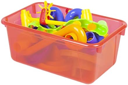Storex Small Cubby Bins – Plastic Storage Containers for Classroom, 12.2 x 7.8 x 5.1 inches, Candy Red, 5-Pack (62475A05C)