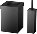 Gatco Small Bathroom Trash Can with Lid and Toilet Brush Set, Square 3 Gallon Stainless Steel Wastebasket, Under Sink, Matte Black, for Bathroom, Bedroom, Office (2972)