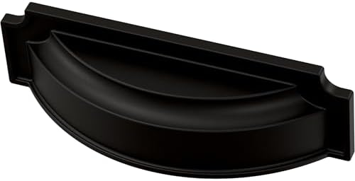 Franklin Brass 10 Pack Matte Black Cabinet Handles 3 inch or 3-3/4 inch (76mm or 96mm) Kitchen Cabinet Handles and Drawer Pulls for Cupboards and Dressers |Notched Backplate
