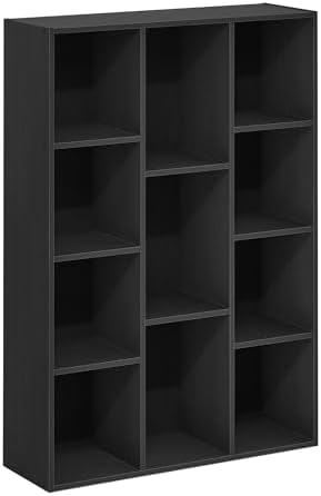 Furinno LUDER Book Shelf, 11-Cube Bookshelf, Reversible Bookcase with Open Shelves, 9.4 x 29.1 x 41.7, Easy Assembly, for Living Room, Bedroom, Home Office, Darkwood