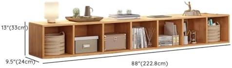 Lateral Filing Lumber Bookshelves Shelves Solid Wood Bookshelf, Floor-standing Storage Rack, Low Bookcase, Cube Storage Unit, Household TV Cabinet, Bay Window Cabinet Natural 88"L x 9"W x 13"H