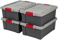 IRIS USA 4-Pack 12 Gal Heavy Duty Lockable Storage Totes with lids, Gray