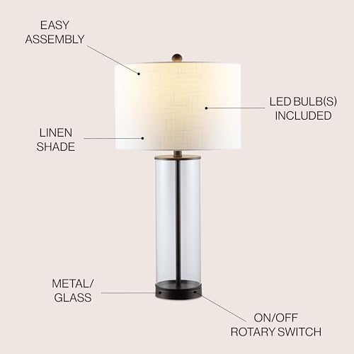JONATHAN Y Collins Glass Table Lamp 29.25", Oil Rubbed Bronze/Clear